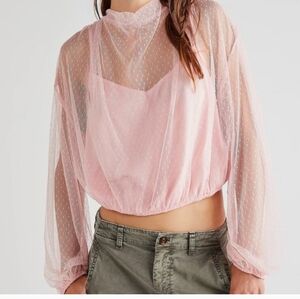 Free People Ellie Mesh Long Sleeve Sz Xs